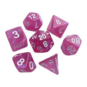 Magideal - 7 Piezas De Dados De Múltiples Caras, Dados De Juego, Favores De Fiesta D4-D20 Dados De Juego Dados Acrílicos, Dados Poliédricos, Para Juegos De Mesa, Rosa