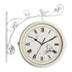 thumbnail image 1 of Hierro Forjado De Doble Cara Antigua Pared Tranquila Colgando Reloj Blanco, 1 of 5