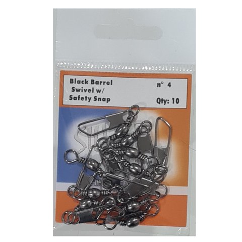 Silver Wave - Destorcedor Con Snap Para Pesca Negro #4 Sobre Con 10 Unid