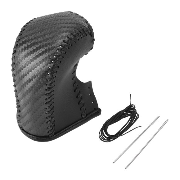 Unique Bargains 1 Juego de Cubierta de Pomo de Cambio de Marchas para Acura TL 09-14 Protector de Manija de Cambio Negro Fibra de Carbono Negro Cuero Sintético