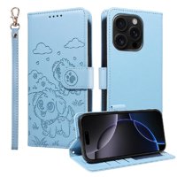 Funda Billetera Foxdock Compatible Con Iphone 16 Pro, Diseño Perrito Tierno, Ranuras Para Tarjetas Y Soporte Plegable