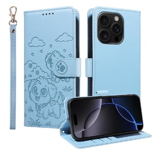 Funda Billetera Foxdock Compatible Con Iphone 16 Pro, Diseño Perrito Tierno, Ranuras Para Tarjetas Y Soporte Plegable