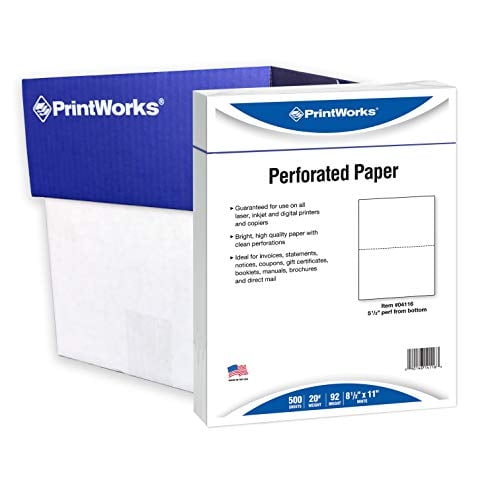 Papel perforado PrintWorks Professional, 8,5 x 11, 20 libras, 2500 hojas