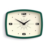 Reloj De Pared Jones Clocks® Movie Retro 25,5 X 19,5 Cm, Color Verde Oscuro