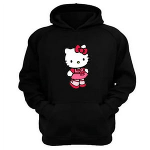 Genérico - Polerón Canguro Gatita Kitty Negro Talla M Unisex