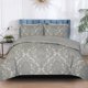 thumbnail image 1 of Family Gift Luxury Floral Print Damask Grey Quilt Duvet Cover Set Double 3-Piece Bedding Set, 1 of 5
