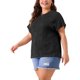 thumbnail image 4 of Agnes Orinda Blusas Casuales de Manga Corta con Cuello Redondo Texturizado para Mujer de Talla Grande 3X Negro, 4 of 6