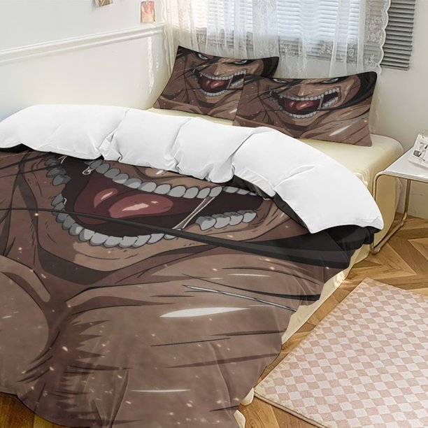 Attack on Titan Anime Home Bed 3-piece Set Classic Japanese Anime Polyester Wash Student Dormitory Set