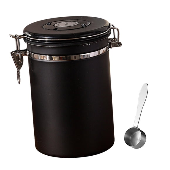 Contenedor de Café, Herramienta de Tanque de Almacenamiento Sellado de Granos de Café para El Hogar, Botes de Azúcar de Té, Tanque de Almacenamiento H negro.8L