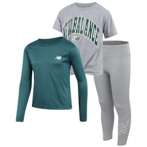 Conjunto De Ropa New Balance Para Niñas, Camisetas Y Leggings De 3 Piezas