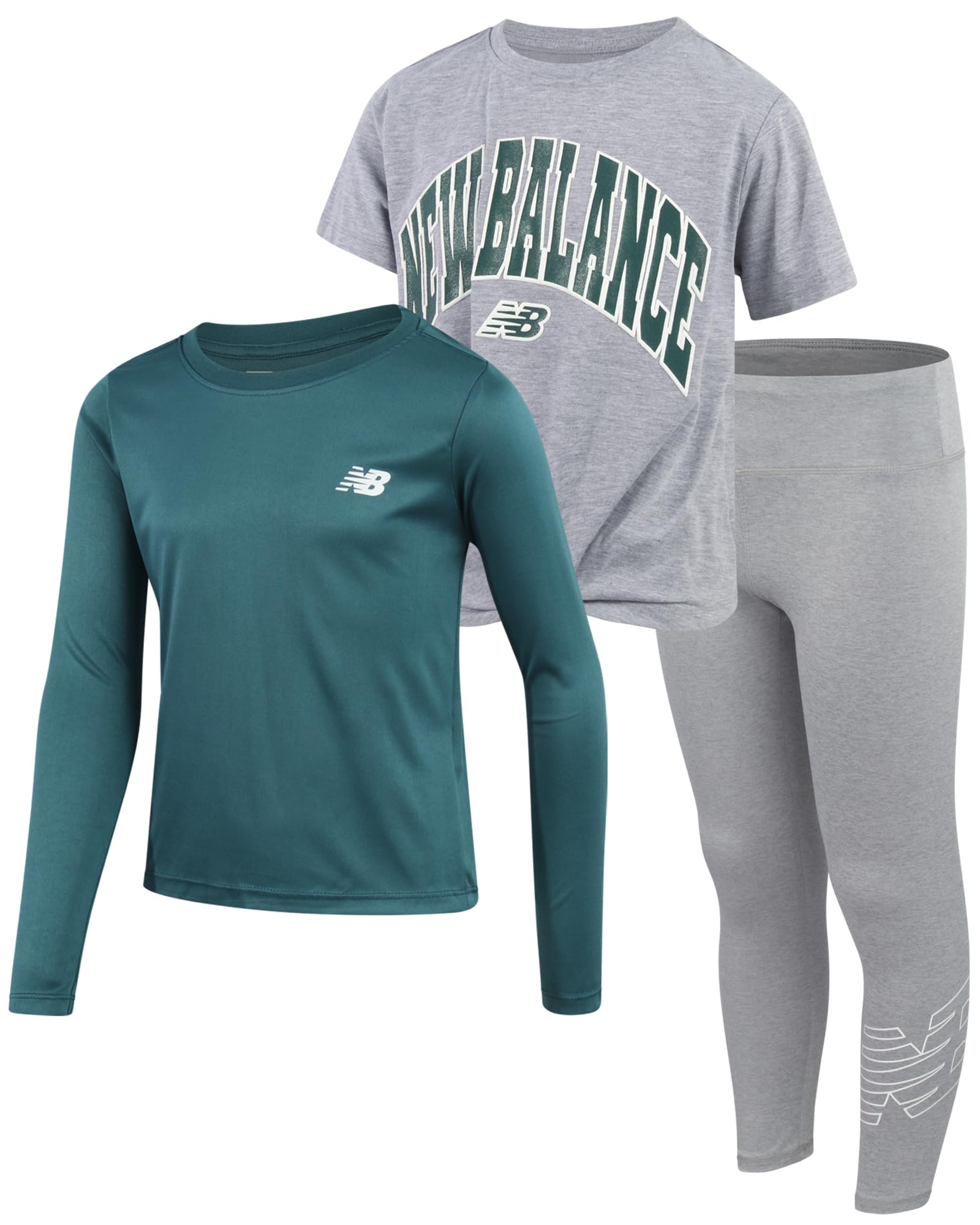 Conjunto De Ropa New Balance Para Niñas, Camisetas Y Leggings De 3 Piezas