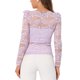 thumbnail image 3 of INSPIRE CHIC Blusas de Mujer con Mangas Largas Abullonadas Semi Transparentes de Encaje Floral XL Púrpura Claro, 3 of 7