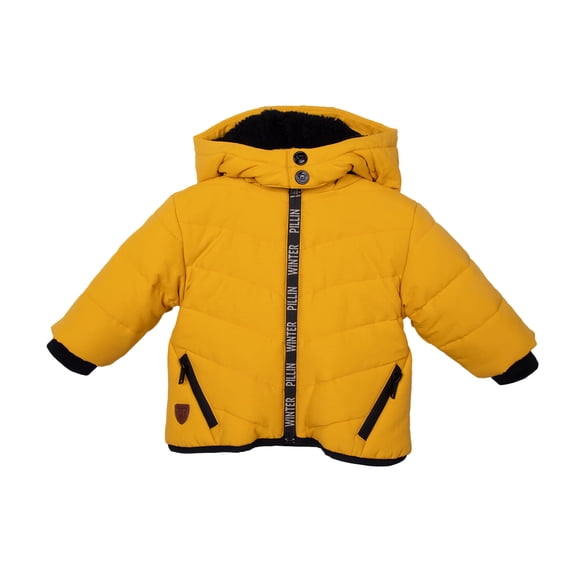 Parka Bebé Niño Forrada Gorro Desmontable Mostaza