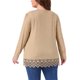 thumbnail image 3 of Agnes Orinda Blusas de Talla Grande para Mujeres, Manga Larga, Cuello Cuadrado, Túnica de Otoño Invierno con Dobladillo de Encaje 1X Caqui, 3 of 5