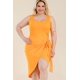 thumbnail image 1 of Vestido Midi de Talla Grande con Lazo Lateral y Parte Delantera Cruzada de Color Liso, 1 of 5
