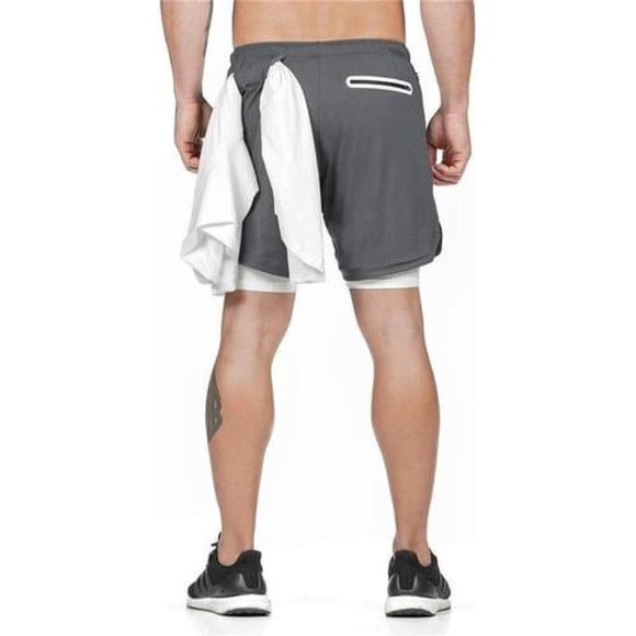 Short Gimnasio Hombre Con Calza Y Bolsillo Para Celular gris L
