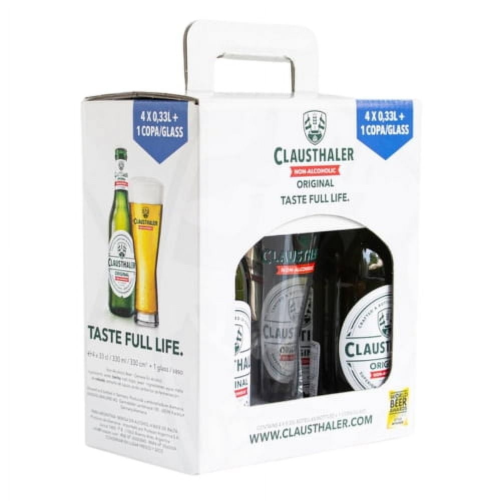 Pack 4 Cervezas Sin Alcohol Clausthaler + Vaso 330 Cc