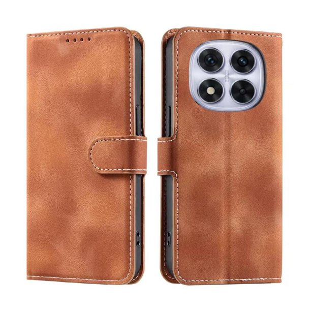 Funda Cartera para Xiaomi Redmi Note 14 Pro 5G Tapa con Ranuras, Soporte y Correa Marrón