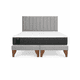 thumbnail image 4 of Cama 2 Plazas Completa Gris Claro | Base Europea + Colchón Excellense Plus 25CM + Respaldo Tapizado, 4 of 13