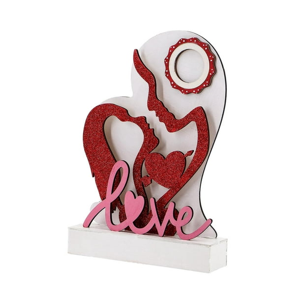 Romántico cartel de madera para el día de San Valentín, decoración de mesa, 7,5 "x 2" x 10,5 ", regalos del Día de San Valentín para año Nuevo, ligero