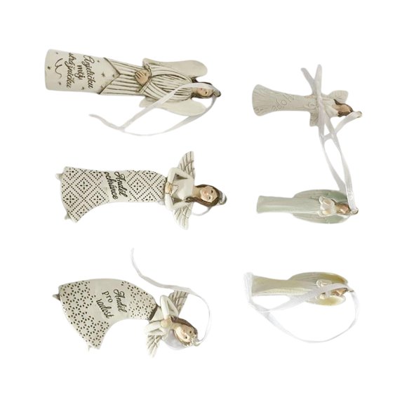 6 Uds. Figuras De ángeles De Resina Para Decoración De ángeles Colgantes De Navidad Con Cuerdas Colgantes