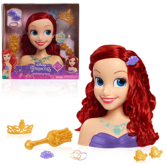 Cabezal de peinado de la princesa Ariel de Disney con 10 accesorios