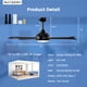 thumbnail image 2 of Ventilador de techo Autoday 52" negro con luz LED y control remoto, 5 palas, 2 of 9