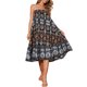thumbnail image 2 of INSPIRE CHIC Falda Larga de Verano con Volantes y Estampado Floral de Cintura Alta en Línea A para Mujer M Negro, 2 of 7