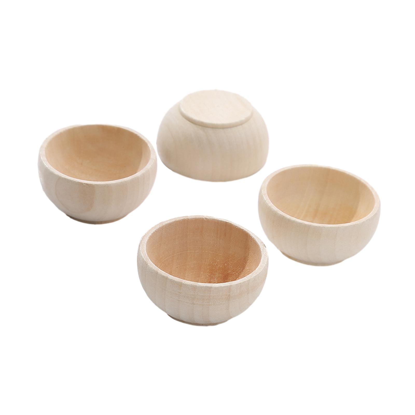 Bothyi - 4 Piezas De Cuenco Artesanal De Madera, Cuenco Para Servir Dibujo, Cuencos Sin Pintar Para Arte