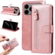 thumbnail image 2 of Funda tipo cartera para iPhone 17 Pro Max con bolsillo con cremallera y ranuras para tarjetas – Función de soporte Rosa, 2 of 5