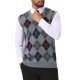 thumbnail image 4 of INSPIRE CHIC Chaleco de Punto Casual sin Mangas con Cuello en V a Cuadros Argyle para Hombre L Gris Claro, 4 of 5