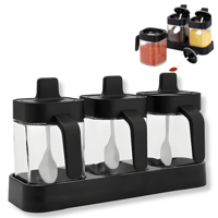 Genérico - Set 3 Especieros Condimenteros Con Cuchara Multiuso