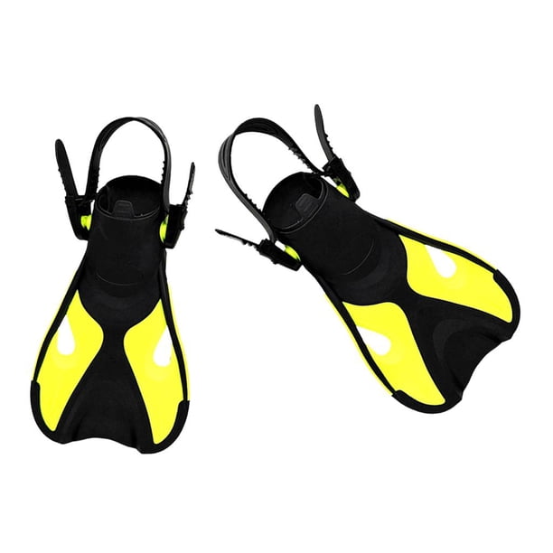 Aletas De Esnórquel Ajustables Con Talón Abierto Para Entrenamiento De Natación Para Niños Amarillo