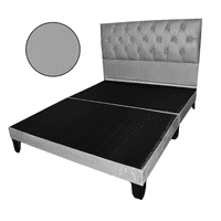 Mueblart - Base De Cama Con Respaldo A Piso 2 Plazas Gris Eco Cuero