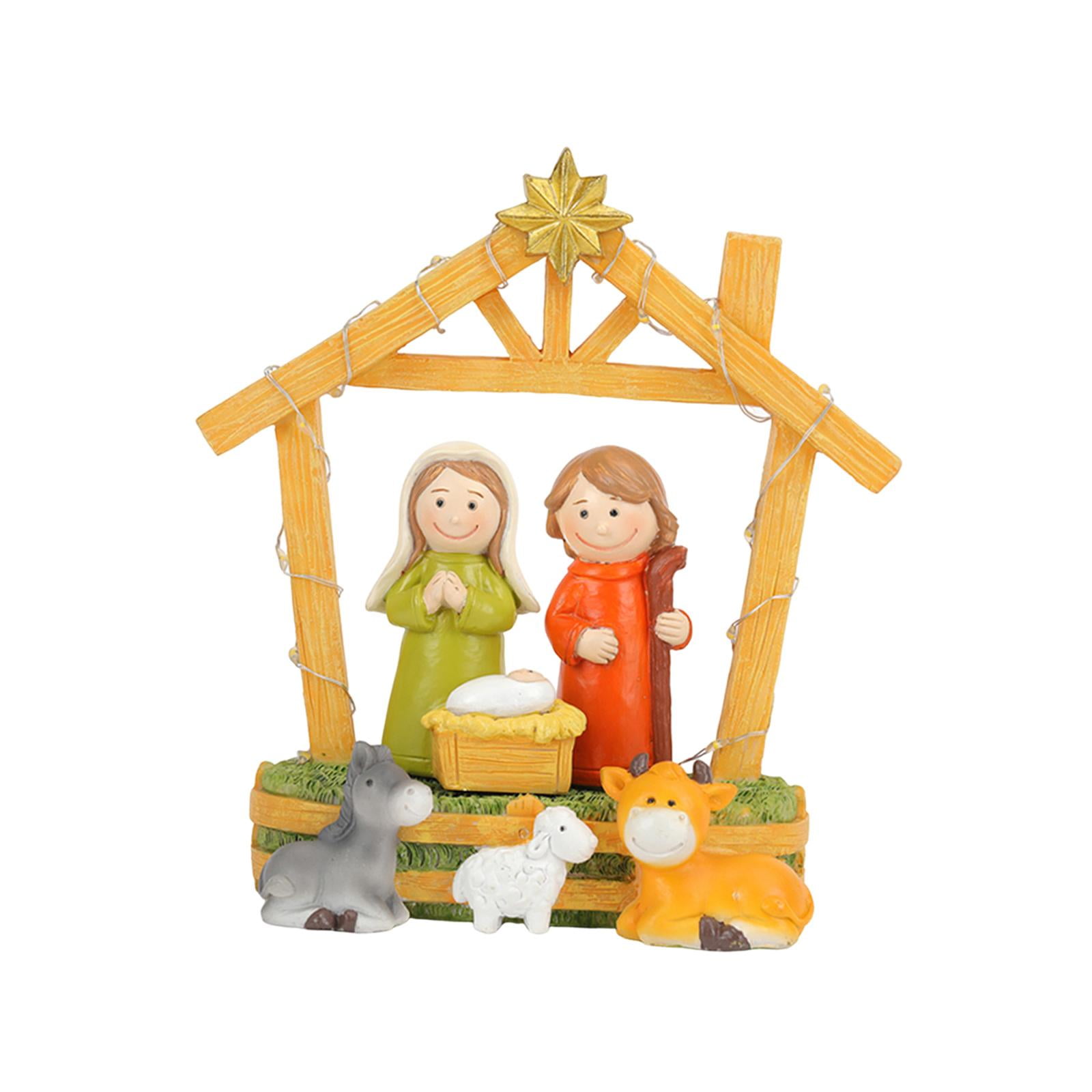Bothyi - Figura De Belén De Navidad Con Led, Decoración Navideña De Resina Para Repisa De Chimenea Interior