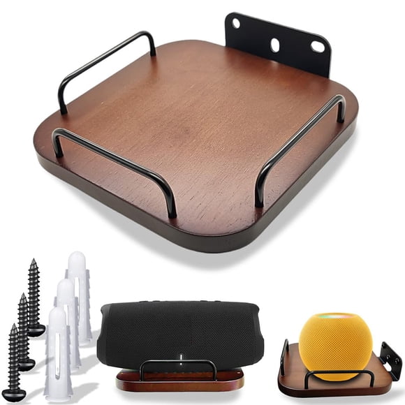 Soporte de pared para altavoz Counlisha, madera de nogal, 15 x 17 cm