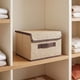 thumbnail image 4 of REGALWOVEN Cesta de Almacenamiento de Tela Plegable con Tapa y Asa, Cubo de Almacenamiento para Estantes Organizando Ropa Libros Beige 10*7.5*6in, 4 of 7