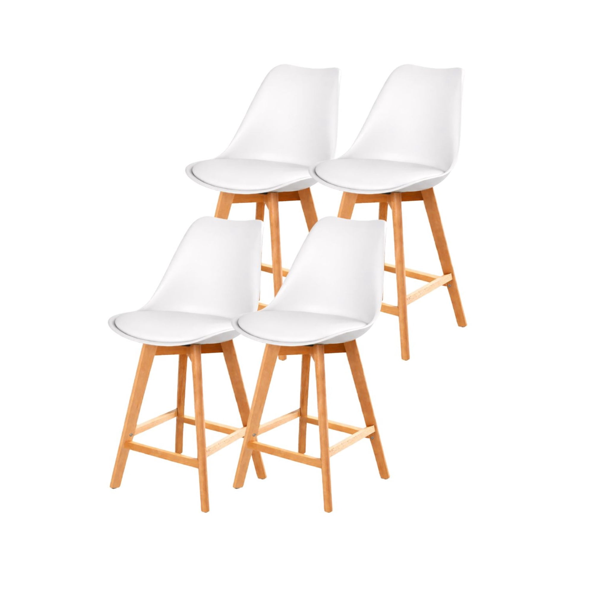 Habita2 Chile - Pack 4 Taburetes Tulip Wood Acolchado 66cm - Blanco
