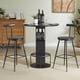 thumbnail image 1 of 3-Piece Bar Table and Stool Set 31.5-inch round bar table with two stools Compact wooden dining bar with metal ring footrest Ideal for restaurants, cafes, bars, living rooms, and small spaces,Black, 1 of 3