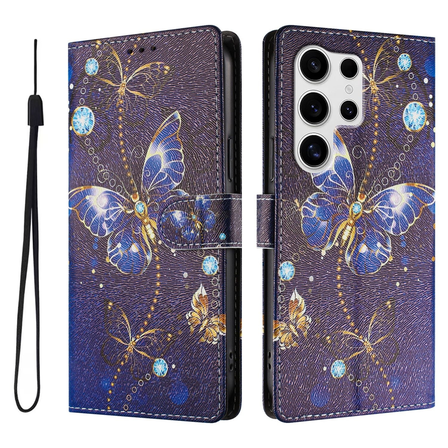 Foxdock Funda Tipo Cartera Para Samsung Galaxy S22 Ultra Con Soporte Y Correa – Diseño De Patrones Lindos