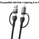 thumbnail image 3 of Cable De Datos Múltiple Compatible Usb Usb-c Ligtning 4 En 1, 3 of 5