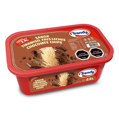 Helado De Leche Sabores Tiramisú, Tres Leches, Chocolate Chips Cassata 2,5 L Trendy