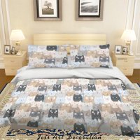 Milsleep - 3D Cartoon Animal Cat Pattern Quilt Cover Set Ropa De Cama Set Funda Nórdica