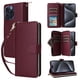 thumbnail image 3 of Funda Cartera con Cremallera y Correa para iPhone 15 Pro Soporte y Tarjetero Rojo, 3 of 6
