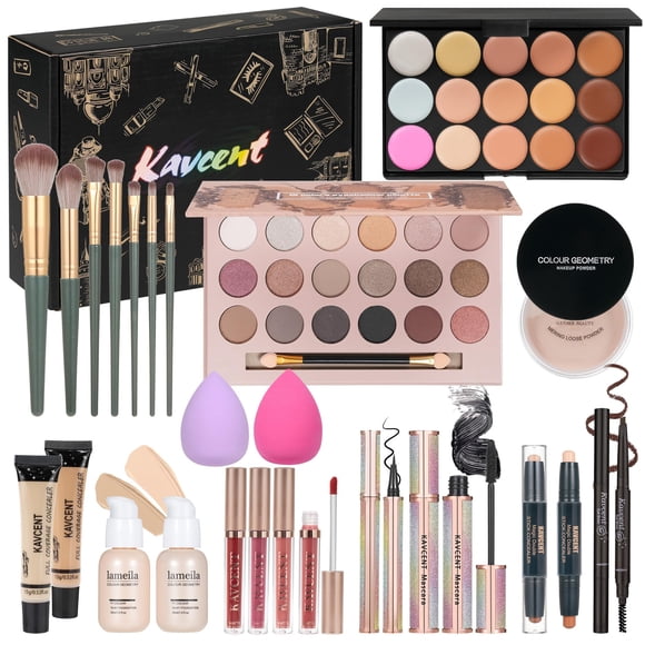 Set De Maquillaje Para Mujer Con Paleta De Sombras De Ojos Y Pinceles