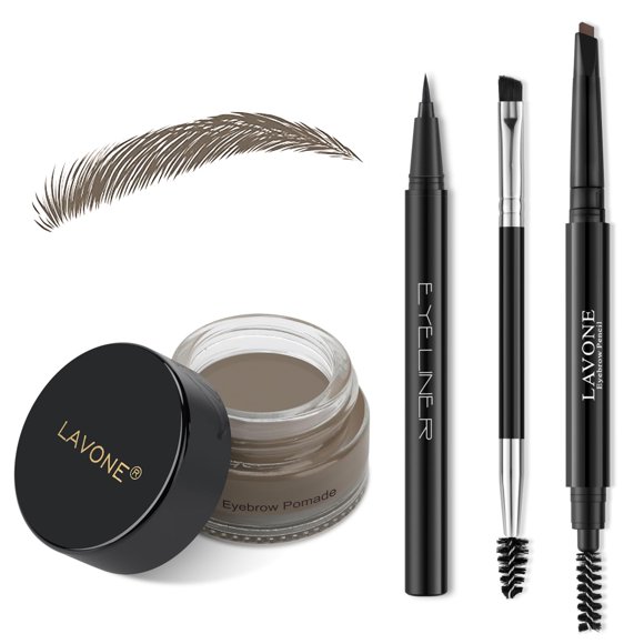 Kit de lápices con estampado de cejas LAVONE para maquillaje gris oscuro