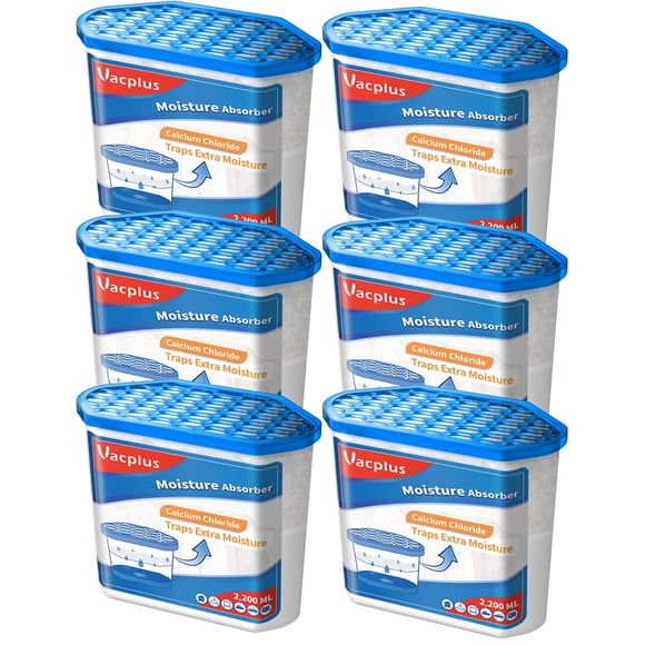 Vacplus Deshumidificador Paquete de 6 Absorbedores de Humedad de 6.5 L