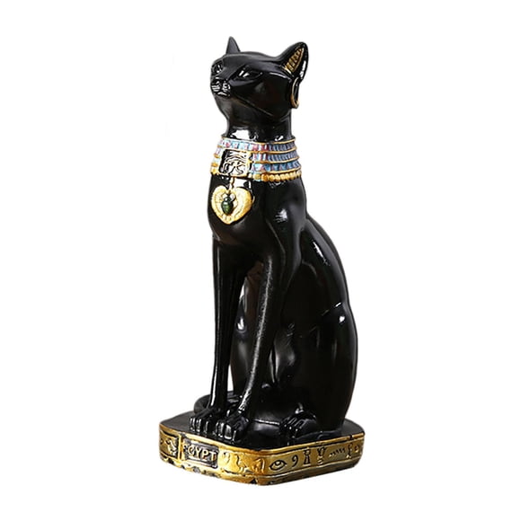 Estatua De La Diosa Del Gato Bastet, Animal Negro Para Dormitorio, Sala De Estar, Escritorio, 9x12x23,5 Cm