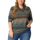 thumbnail image 1 of Agnes Orinda Conjuntos de Halloween para Mujeres Tallas Grandes Tops de Escuela Universitaria Blusa Casual Elegante de Manga 3/4 Cuello Asimétrico Camiseta de Moda 2X Azul Lago, 1 of 5