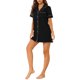 thumbnail image 4 of INSPIRE CHIC Camisón de Manga Corta para Mujer Regreso a Clases Camisa de Dormir con Botones y Cuello con Muesca Vestido de Descanso Mini de Mezcla de Algodón Suave M Negro, 4 of 6